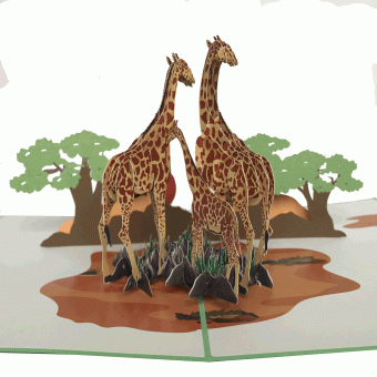 pop-up giraffen met baby kaart